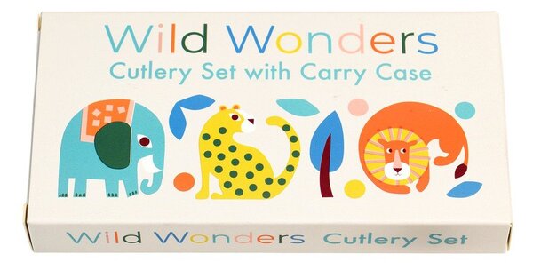 Кремав детски прибори за хранене 2 бр. от неръждаема стомана Wild Wonders – Rex London