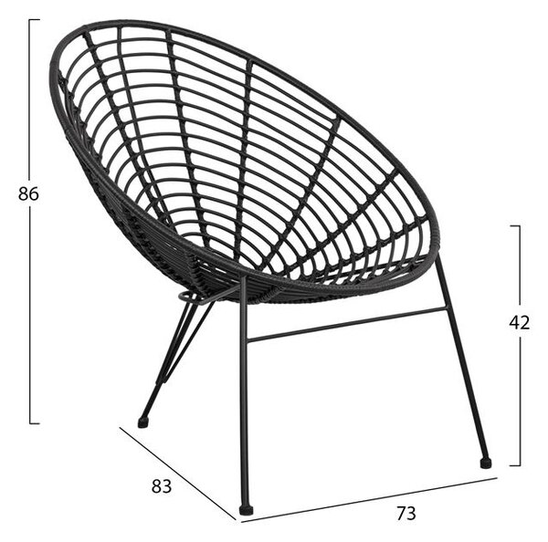 Ратаново кресло черен