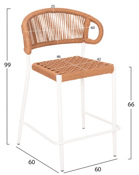 Бар стол средна височина цвят бял-бежов