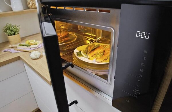 Вградена микровълнова фурна Gorenje BMI251SG3BG, 25 л, 1200 W, 5 нива, 15 програми, Грил, Размразяване, AquaClean, Черен