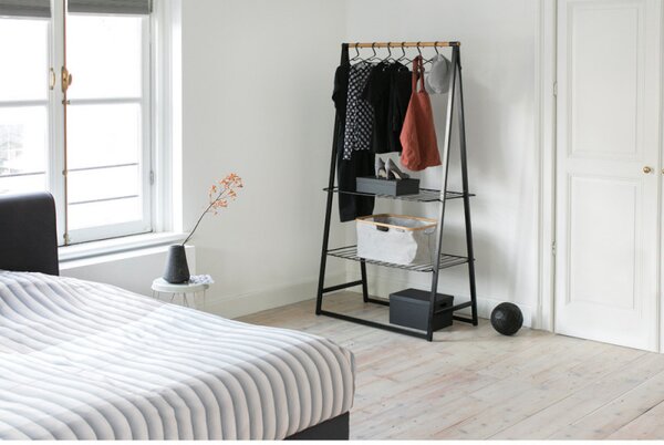 Многофункционална закачалка за дрехи Brabantia Linn 1008930, 2 рафта, Стомана, Черен