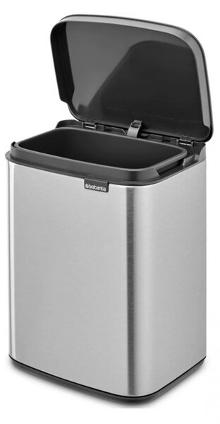 Кош за боклук Brabantia Bo Small 1006625, 4 л, Плавно и безшумно отваряне, Противоплъзгаща основа, Устойчив на пръстови отпечатъци, Инокс/Мат