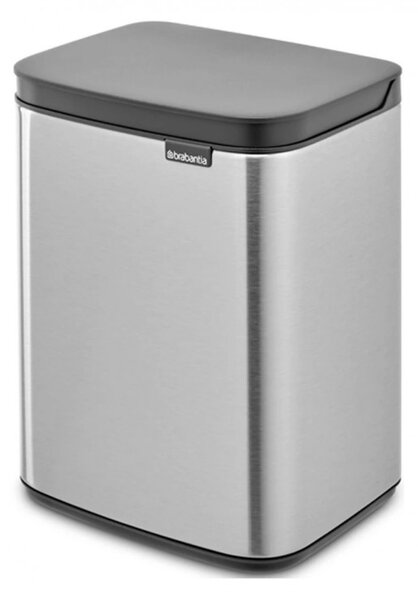 Кош за боклук Brabantia Bo Small 1006625, 4 л, Плавно и безшумно отваряне, Противоплъзгаща основа, Устойчив на пръстови отпечатъци, Инокс/Мат