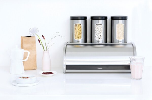 Кутия за хляб Brabantia Roll Top 646890, 16 л, 44.5х26 см, Лека и здрава конструкция, Инокс/Мат