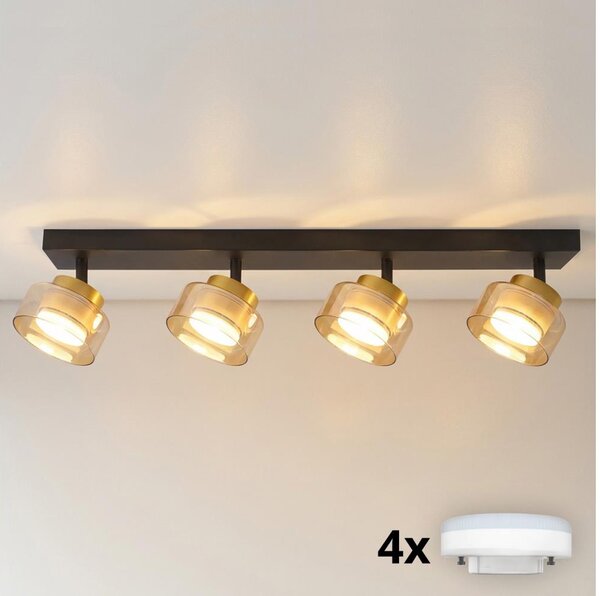 Brilagi - LED RGB димируемо точково осветително тяло AURA LUX 4xGX53/14W/230V Wi-Fi Tuya черно/златно