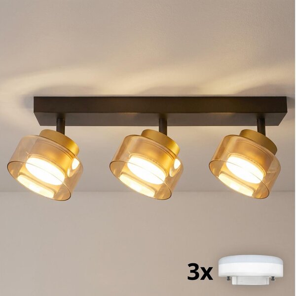 Brilagi - LED RGB димируемо точково осветително тяло AURA LUX 3xGX53/14W/230V Wi-Fi Tuya черно/златисто