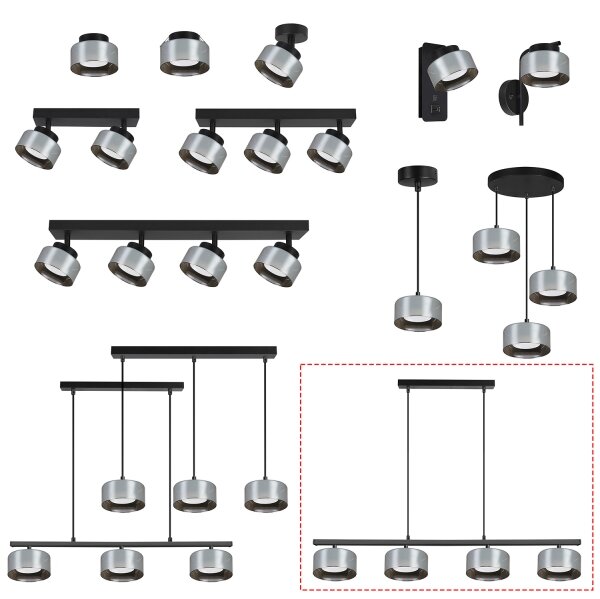 Brilagi - LED RGB полилей с димер AURA LUX 4xGX53/14W/230V Wi-Fi Tuya черен/димчат