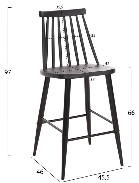 Бар стол - средна височина черен цвят