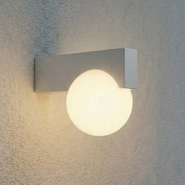 Lucande LED външна стенна лампа Vijon, светлосива, CCT, IP44, Сив, Алуминий, Модерен
