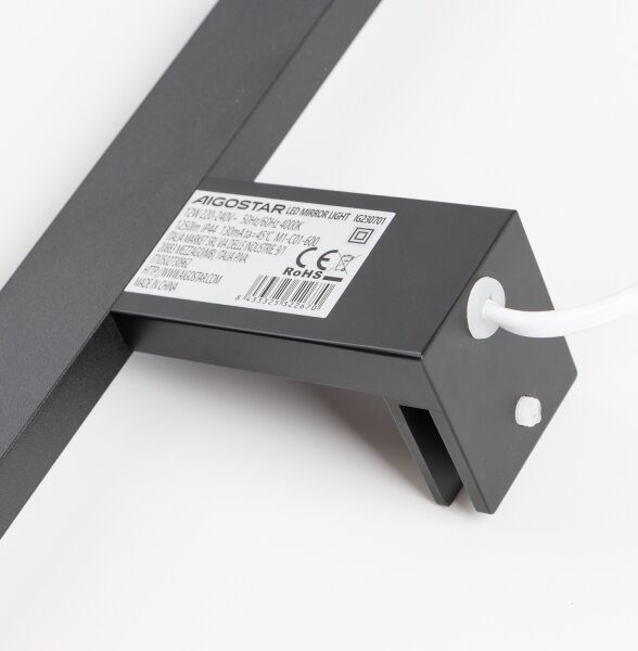 Aigostar - LED осветление за огледало за баня, 12W/230V, 4000K (неутрална бяла), 60 cm, IP44, черно