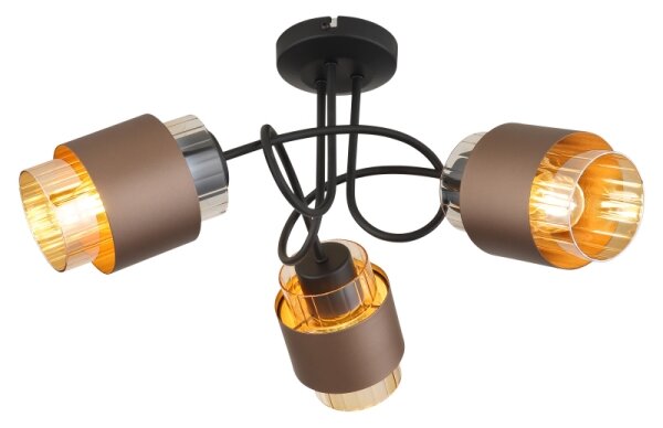 Globo 15560-3DC - Плафониера MILLEY 3xE27/40W/230V черен/бронзов