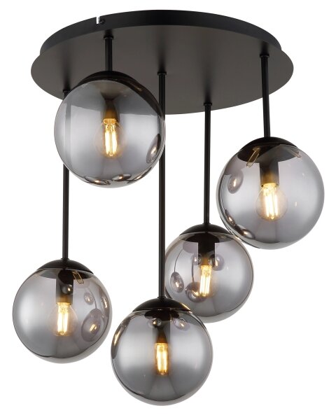 Globo 47441-5S - Повърхностно монтиран полилей HARMON 5xE14/25W/230V черен