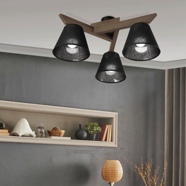 Brilagi - LED плафониера ANTHONY 3xE14/40W/230V дъб/орех/черна
