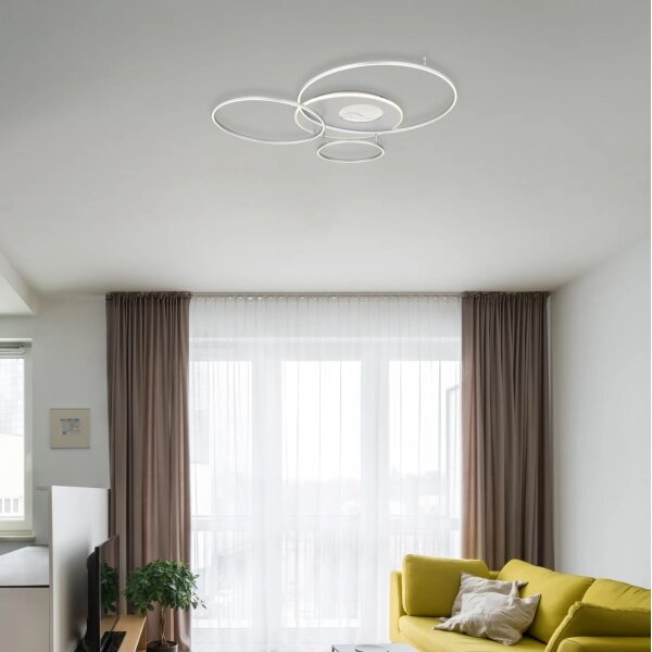 Globo 48466-54A-LED Димируемо таванно осветително тяло INVERTINA 54W/230V 90x70 см сребристо + дистанционно управление