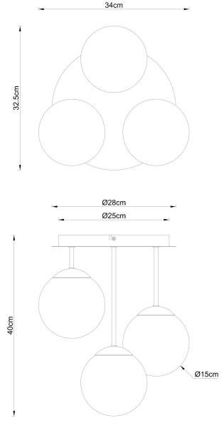 Globo 47441-3CH - Повърхностно монтиран полилей HARMON 3xE14/25W/230V месинг
