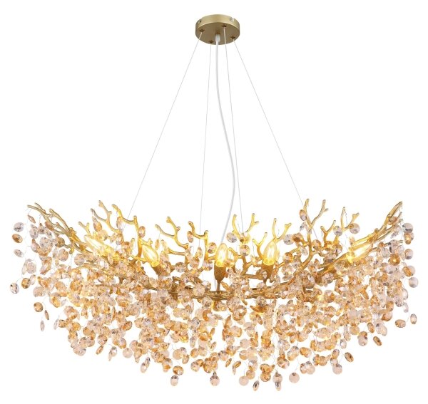 Globo 64138H3G - Полилей с кабелно окачване QUEENA 10xE14/40W/230V златист