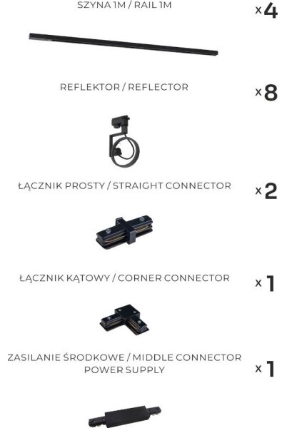 Zuma Line 3590 - Точково осветително тяло за шинна система MASTER 8xGU10/15W/230V черно