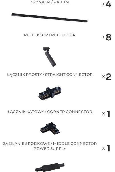 Zuma Line 3588 - Точково осветително тяло за шинна система LULU 8xGU10/35W/230V черно