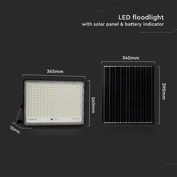 LED Екстериорен соларен прожектор LED/30W/3,2V 6400K черен + д.у