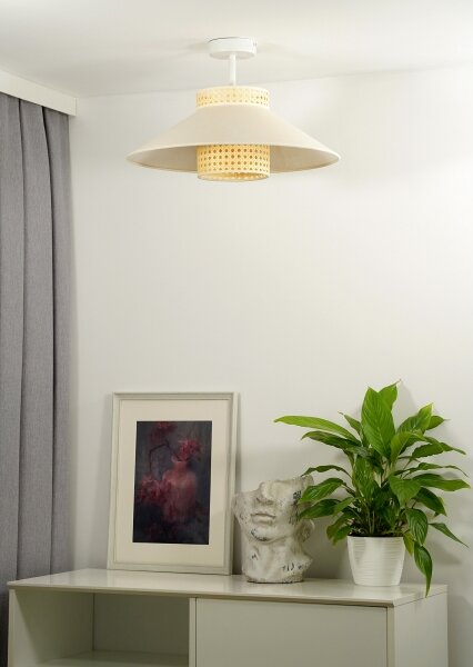 Duolla - Полилей за повърхностен монтаж RIO RATTAN 1xE27/15W/230V Ø 45 см бежов/ратан