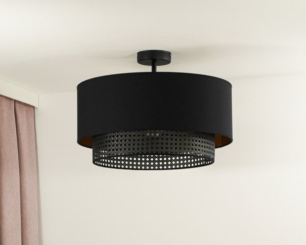 Duolla - Полилей за повърхностен монтаж BOHO RATTAN 1xE27/15W/230V Ø 45 см черен