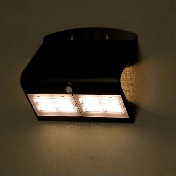 LED соларен стенен фенер с сензор LED/7W/3,7V 4000K IP65 4000 mAh черен