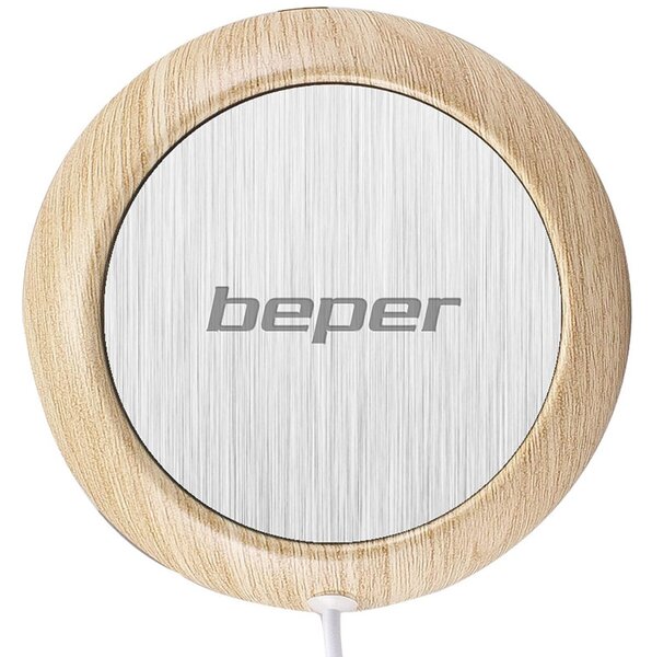 Нагревател за чаши Beper P201UTP003, USB, Диаметър 10.5 см, Сив/кафяв