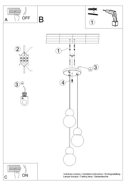 Sollux SL.1391 - Пендел PEKKA 3xG9/8W/230V бял