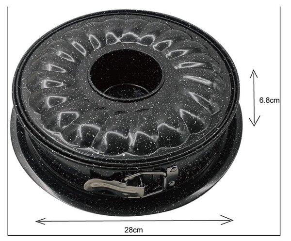 Форма за блат и кекс Kinghoff KH 1779, 26 см, Падащо дъно, Стомана, Черен