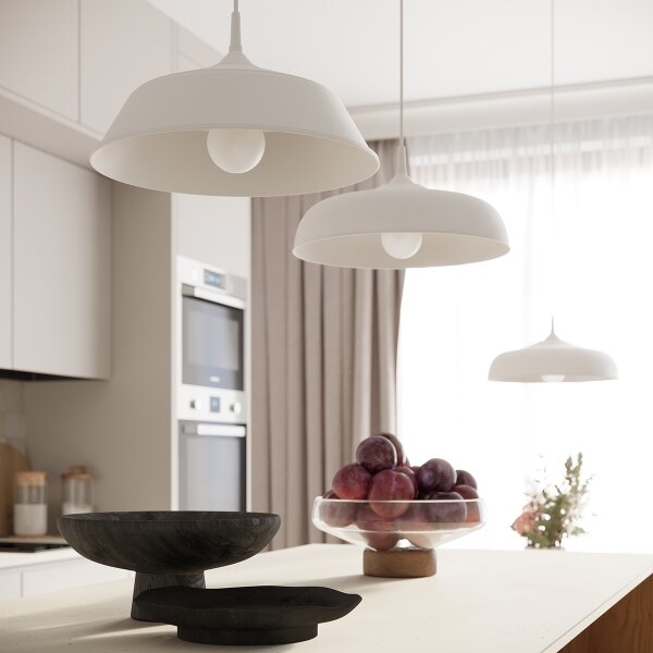 Sollux SL.1327 - Пендел FRIKA 1xE27/15W/230V Ø 34 см бял
