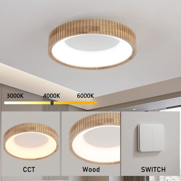 Brilagi - LED таванно осветително тяло FALCON WOOD MODERN LED/30W/230V Ø 45 см дърво