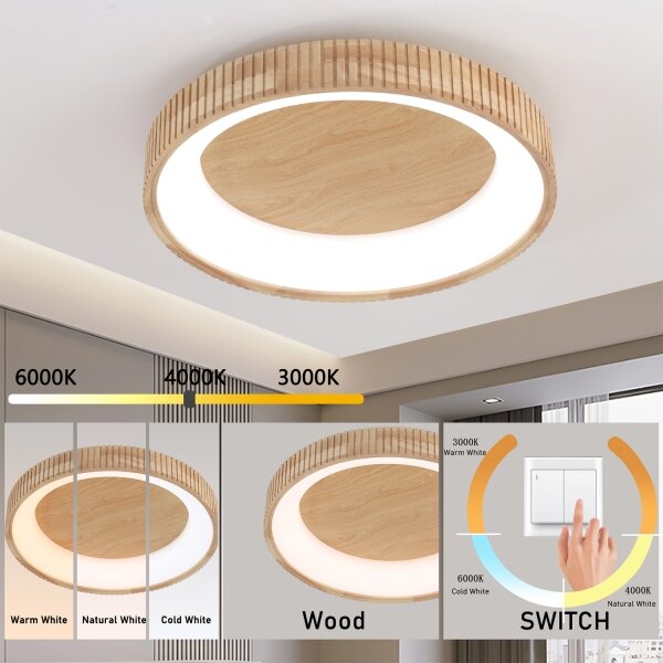 Brilagi - LED таванно осветително тяло FALCON WOOD MODERN LED/40W/230V Ø 60 см, дърво