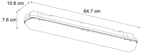 Луминесцентно осветително тяло сиво вкл. LED 15W 2250 lm 4000K IP65 - Основа