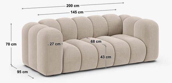 Бежов шенилов диван 200 cm Lupine – Micadoni