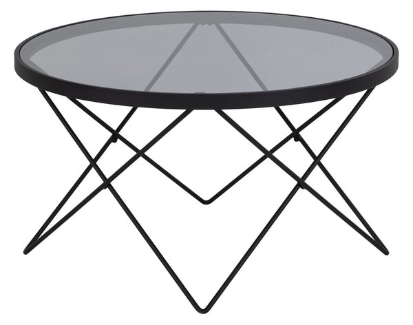 Черна масичка за кафе със стъклен плот ø 80 cm Cuxton - Actona