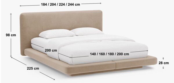 Светлокафяво тапицирано двойно легло 140x200 cm Linea – Micadoni