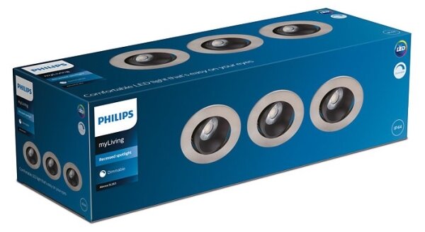 Philips - К-кт 3бр. LED димируеми лунички за баня ABROSA LED/9W/230V IP44
