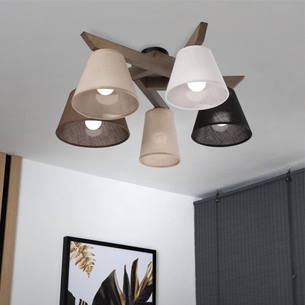 Brilagi - LED полилей ANTHONY 5xE14/40W/230V дъб орех