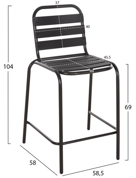 Бар стол средна височина черен цвят