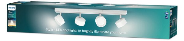 Philips Bracia LED тавански прожектор с четири лампи, бял, Бял, Дневна/трапезария, Метал, Модерен