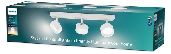 Philips Bracia LED тавански спот с три лампи, бял, Бял, Дневна/трапезария, Метал, Модерен