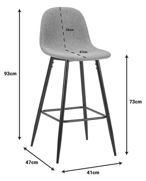Бар стол цвят светло сив-черен