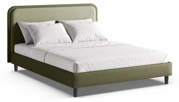 Зелено тапицирано двойно легло с включена подматрачна рамка 140x200 cm Aveline – Micadoni