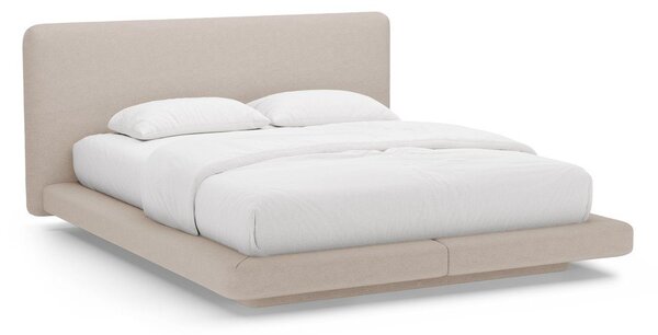 Светлокафяво тапицирано двойно легло 140x200 cm Linea – Micadoni