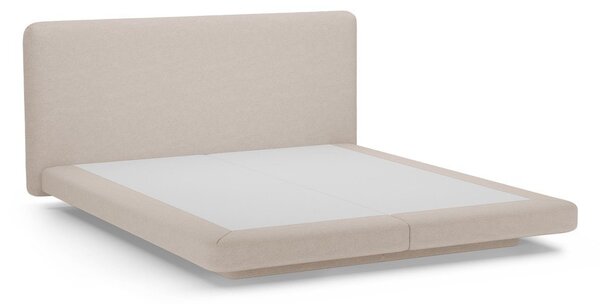 Светлокафяво тапицирано двойно легло 140x200 cm Linea – Micadoni