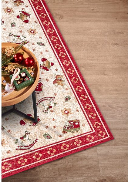 Червен килим с коледен мотив със смес от памук 160x230 cm Toy's Delight Red Christmas – Villeroy&Boch