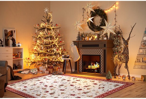 Червен килим с коледен мотив със смес от памук 160x230 cm Toy's Delight Red Christmas – Villeroy&Boch