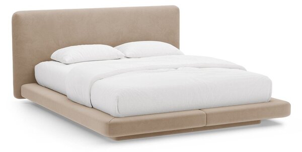 Светлокафяво тапицирано двойно легло 140x200 cm Linea – Micadoni