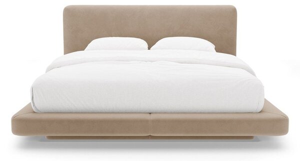 Светлокафяво тапицирано двойно легло 140x200 cm Linea – Micadoni