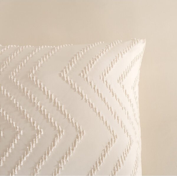 Кремаво единично удължено спално бельо от микрофибър 140x220 cm Pure Zigzag – Good Morning